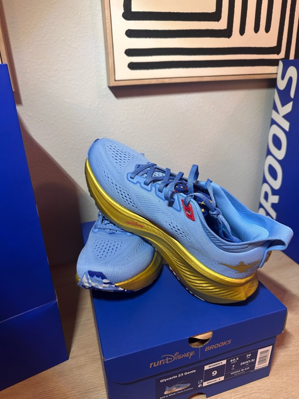 Brooks Glycerin 23 Women's Running Shoes – Sky Blue & Metallic Gold - Picture 4 of 5